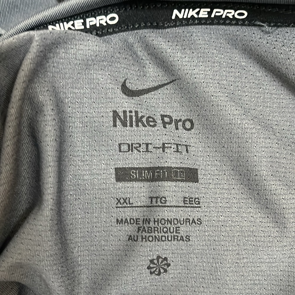Nike Pro Dri-Fit Gray Slim Fit Short Sleeve T-Shirt - Picture 9 of 12
